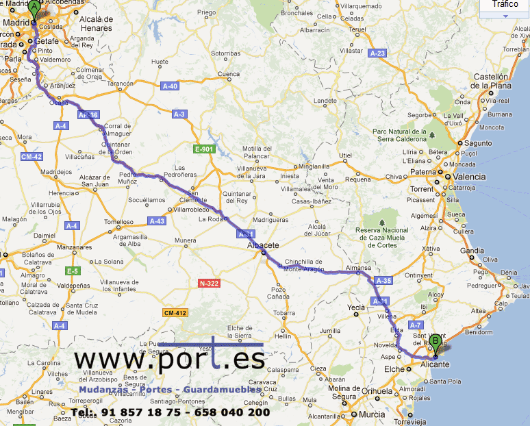 Mudanzas y portes desde Madrid hasta Alicante en detalle